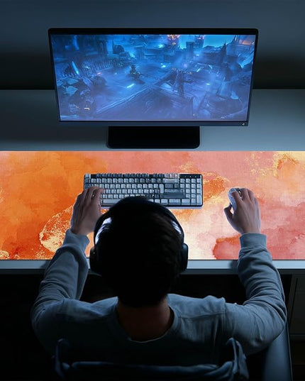 XL Mouse Pad Gaming Mousepad 31.5 x 11.8 Inch Large Keyboard Mat Mouse Pad for Home and Office Desk Accessories with Abstract Watercolor Art Design and Smooth Diatomite