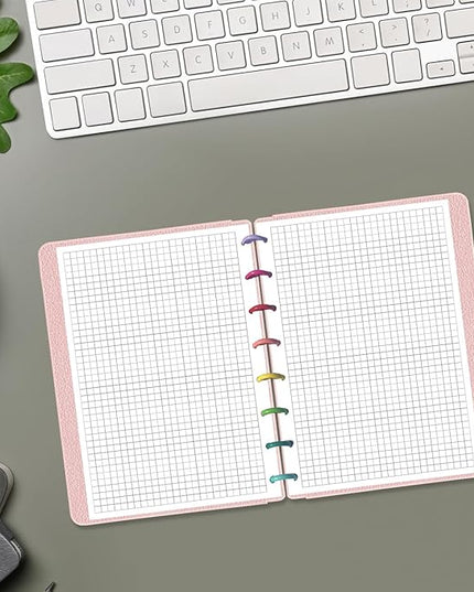 A5 TUL Discbound Grid Refill Paper, 8-Disc Discbound Graph Paper, 100Sheets / 200Pages Loose-Leaf Grid Paper, 100gsm White Paper, 5.8 x 8.3 in
