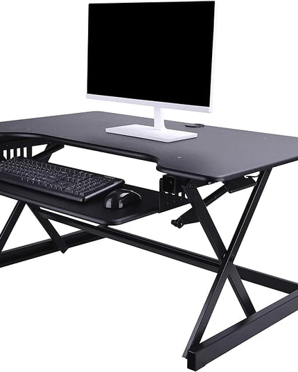 Lorell Deluxe Adjustable Desk Riser, Black, 20" Height x 38" Width x 24" Depth