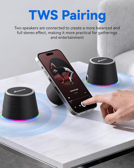 Small Bluetooth Speaker Gifts for Teens: Valentines Gifts for Him Her, 3 IN 1 Portable Magnetic Speaker with 9-Mode Lights, Waterproof Phone Stand for Desk, Cool Birthday Gadget Gifts for Adults