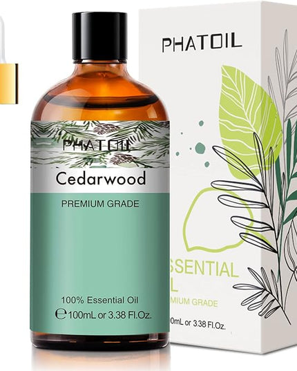 Cedarwood Essential Oil, 3.38Fl.Oz PHATOIL Pure Essential Oil Singles for Aromatherapy Diffusers, Humidifiers, Great for DIY Candle and Soap Making, Gift for Friend