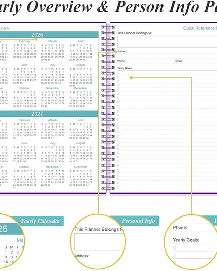 Daily Planner 2026 Full Page Per Day- 2026 Daily & Monthly Planner from January 2026 to December 2026, Day Planner 2026 with 12 Months Tabs, 8.5" x 11", Purple