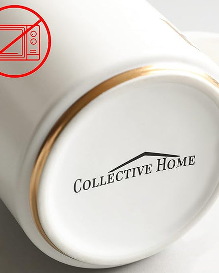 COLLECTIVE HOME - Monogram Ceramic Mugs, 15 oz Golden Initial Coffee Cups, Elegant Alphabet Tea Mugs, Elegant Personalized Mug with Gift Box, Luxurious Cups for Office and Home (g)