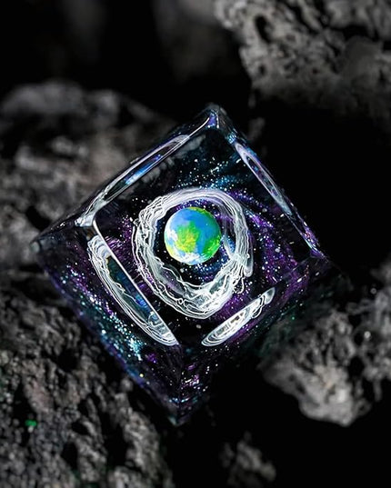 Earth Artisan Keycap R1 SA Profile Custom Solar System Planets Keycaps 1U ESC Handmade Resin Gaming Planet Galaxy Key Cap Cherry MX Switch Compatible Mechanical Keyboard Space Lover Gift
