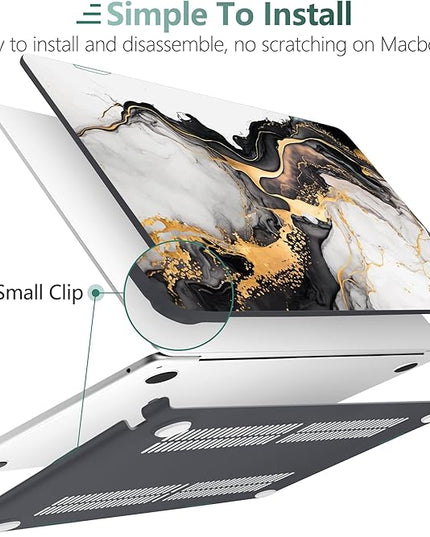 DONGKE for M4 MacBook Air 13.6 Inch Case 2025 2024 2023 2022 Model A3240 A3113 A2681 M3 M2 Chip, Plastic Hard Shell Case Cover with Touch ID for MacBook Air 13 Inch M4 - Abstract Marble
