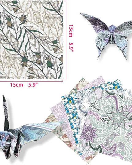 Square Origami Paper 6x6 Double Sided 50 Sheets 50 Colors 70GSM Origami Kit Japanese Chiyo Easy Fold Arts Crafts DIY Handwork Baroque