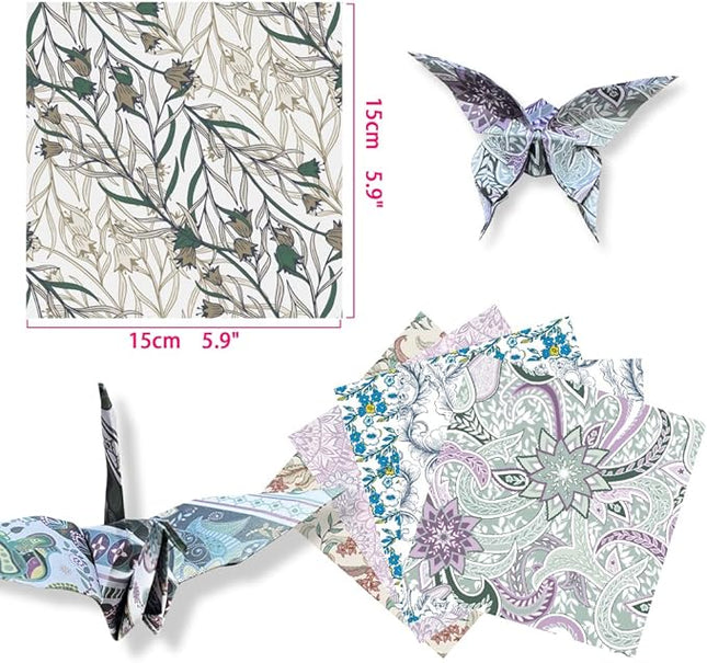 Square Origami Paper 6x6 Double Sided 50 Sheets 50 Colors 70GSM Origami Kit Japanese Chiyo Easy Fold Arts Crafts DIY Handwork Baroque