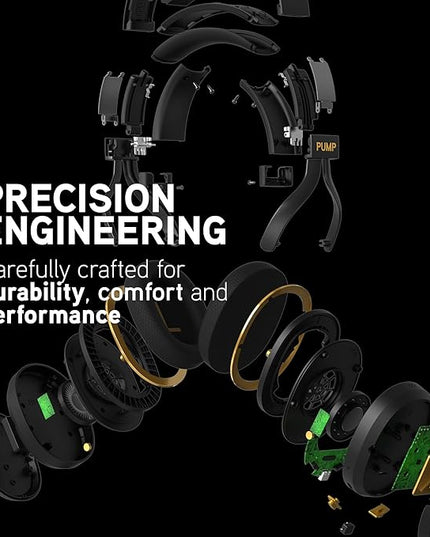 BlueAnt Pump X Wireless Over-Ear Headphones, Bluetooth, Powerful Bass, Active Noise Cancelling & Transparency Mode, Interchangeable Ear Cups, All-Day Comfort for Gym and Training, Black/Gold