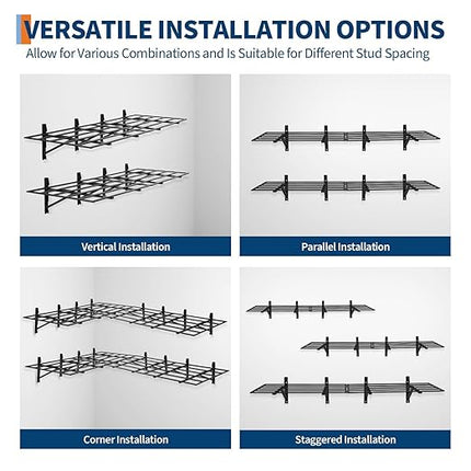 ‎Garage Storage Shelving Wall Mounted, 2 x 6 ft Heavy Duty Shelves,1600 LBS Load Capacity Storage Rack Floating Pack, Folding Strong Garage Organiser, Storage Racks for Shop,Shed,Storage Shelve