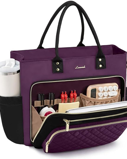 LOVEVOOK 15.6 Inch Teacher Tote Bag for Women Work, Laptop Bag Work Tote Bag Nurse Bags With Large Cup Holder, Professional Computer Briefcase Business Large Purses Handbag, Diaper Bag Mother Gift