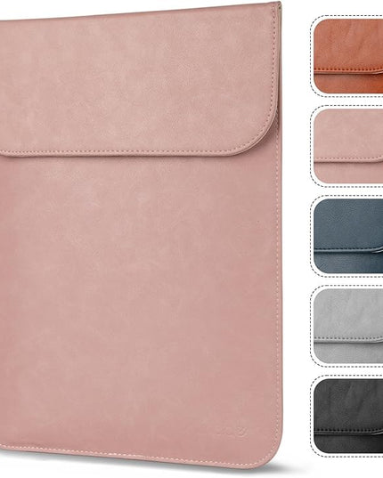 Allinside 11-12 inch Laptop Sleeve Case Compatible with MacBook Air 11 2010-2015/MacBook 12 2015-2017, Waterproof PU Leather Laptop Sleeve Bag Protective Vertical Case Cover, Pink