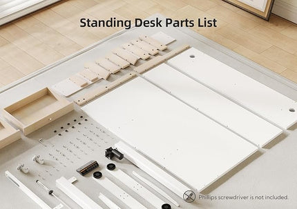 Claiks Standing Desk with Drawers, Electric Adjustable Standing Desk Adjustable Height, Sit Stand Up Desks with Storage Shelves & Wheels, 48 Inch White