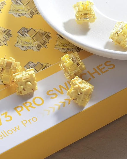 Akko V3 Creamy Yellow Pro Keyboard Switch with Dustproof Stem for Mechanical Gaming Keyboard, 5-Pin 50gf Linear Switches (45pcs)