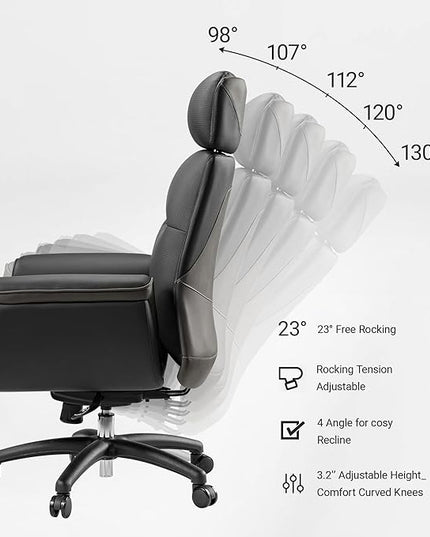 EUREKA ERGONOMIC Royal Ergonomic Office Chair Executive Desk Chair, Microfiber Leather High Back Executive Chair Comfy Ergonomic 360° Swivel with Lumbar for Home Workshop- Black