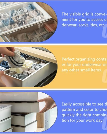 Underwear Organizer Socks Storage Box Plastic Drawer Organizer Divider for Closet Storage and Laundry Organization