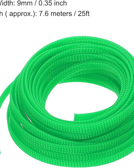 uxcell PET Expandable Sleeving 25ft 1/4" Green Cable Management Sleeve Cord Organizer for Wrap Protect Cable