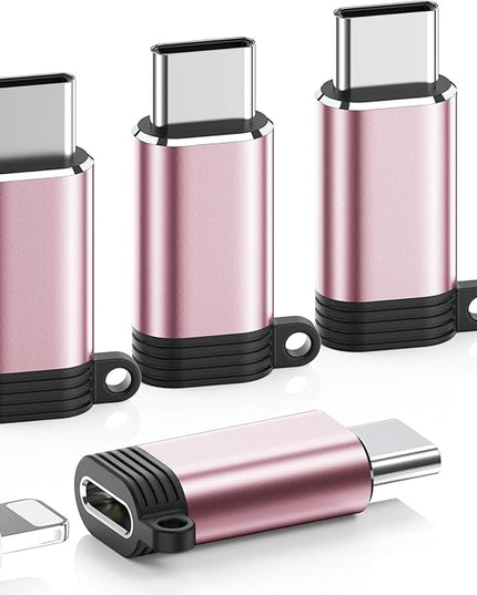 Lightning to USB C Adapter 4 Pack, Fast Charging & Data Sync for iPhone 15/16/17 Pro/Pro Max, Charger Adapter Accessory (Not for Audio/OTG)-Pink