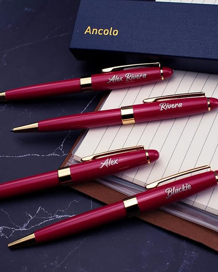Ancolo Personalized Business Ballpoint Pens-Medium Point Nib - Quality Pens Metal Body no plastic, Engraving With Your Name/Message Corporate Executive Gift for any occations