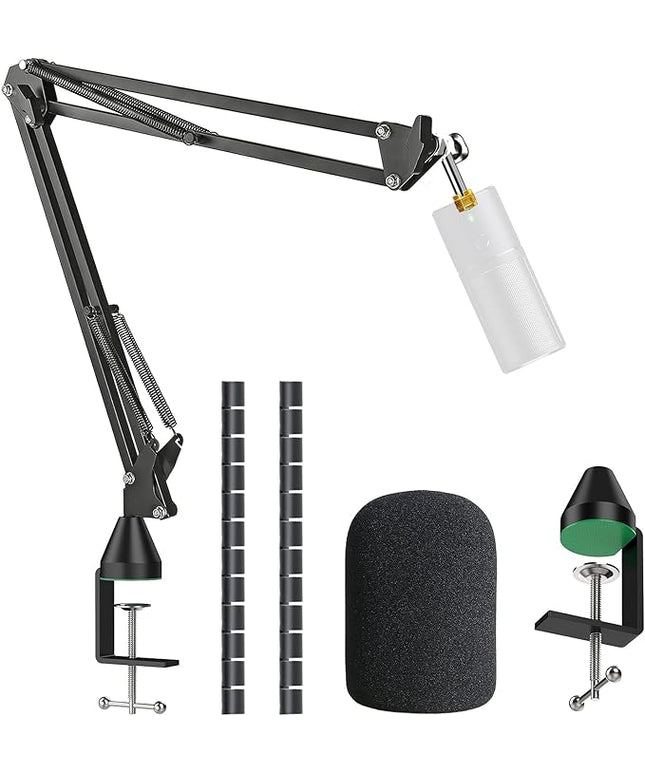 Microphone Stand for Razer Seiren X Adjustable Suspension Boom Scissor Arm Stand with 3/8"to 5/8" Screw Adapter Windscreen Pop Filter Cable Sleeve, Professional mic stand by YOUSHARES