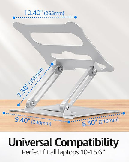 Urmust Laptop Notebook Stand Holder Adjustable Ultrabook Stand Riser Portable Compatible with MacBook Air Pro HP Dell XPS Lenovo All laptops 10-15.6"(Silver)