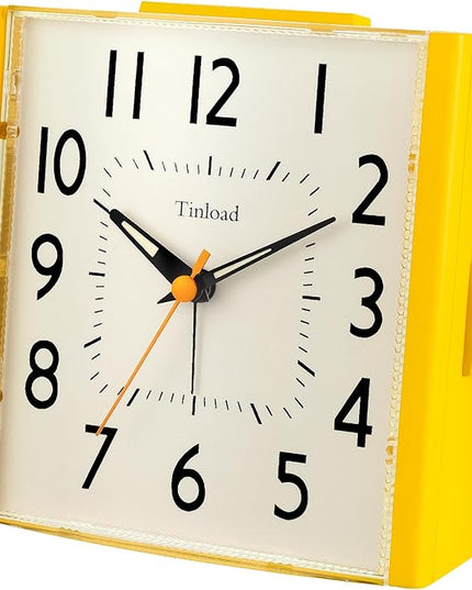 4.7" Vintage Retro Analog Alarm Clock, Super Silent Non Ticking Clock with Night Light, Snooze, Battery Operated, Simply Design, for Living Room, Bedroom, Bedside, Desk, Gift Clock