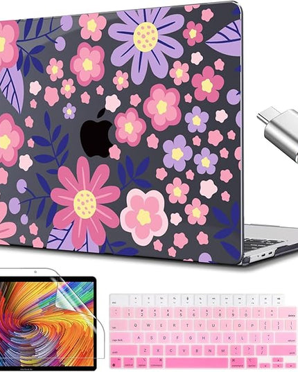 CISSOOK for MacBook Air 13 inch M4 M3 M2 Case 2025 2024 2023 2022, Hard Shell Case Keyboard Skin Screen Protector for MacBook Air 13.6 A3240 A3113 A2681, Stylized Flowers