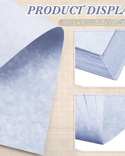 Epakh 150 Pcs Old Age Parchment Paper 8.5 x 11 Inch Standard Letter Vintage Colored Old Parchment Semblance Double Side Printing Paper (Blue)