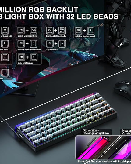 AULA Hero 68 HE 60% Gaming Keyboard Wired, Hall Effect Magnetic Switch Keyboard with 8K Hz Polling Rate, Side Printed PBT Keycaps, RGB Backlit Light Box, Customizable Web Software for PC/Mac Gamers