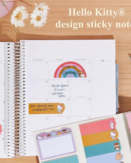 Sticky Note Booklet - Hello Kitty and Friends. 220 Repositionable Sticky Notes Total - 11 Pads with 20 Sheets Each by Erin Condren. Measures 3.2" x 4.5" x 0.5"