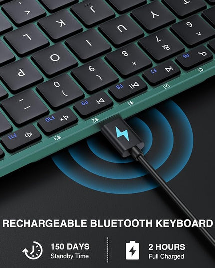 ProtoArc Foldable Bluetooth Keyboard, XK01 Full-Size Portable Wireless Keyboard for Travel, 105 Keys, 0.65" Keycaps, Multi-Device Sync for iPad Tablet Smartphone Laptop PC Windows iOS Android, Green