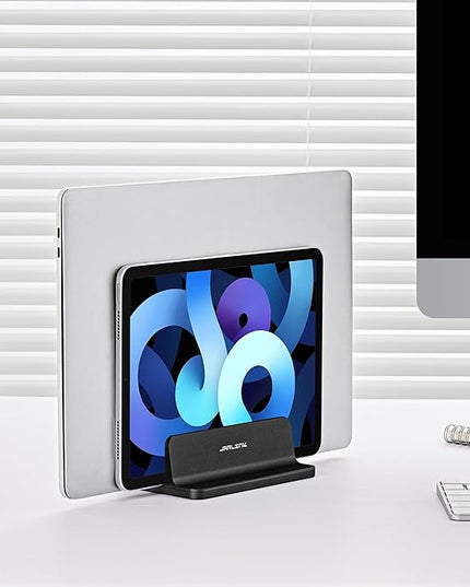 JARLINK Vertical Laptop Stand, Aluminum Laptop Holder Desktop Stand with Adjustable Dock Size (up to 17.3 inches) Compatible with All MacBook/Surface/Dell/Gaming Laptops (Black)