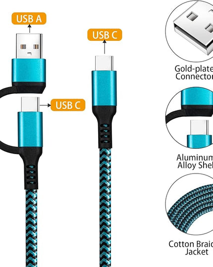 USB C to C Cable, 60W 3 Pack Fast Charging Cords 6ft QC & PD 2-in-1 USB-A/C to Type C Charger Cord Compatible with Samsung Galaxy S21 S10 S9 Note20, MacBook Pro 2020/2019