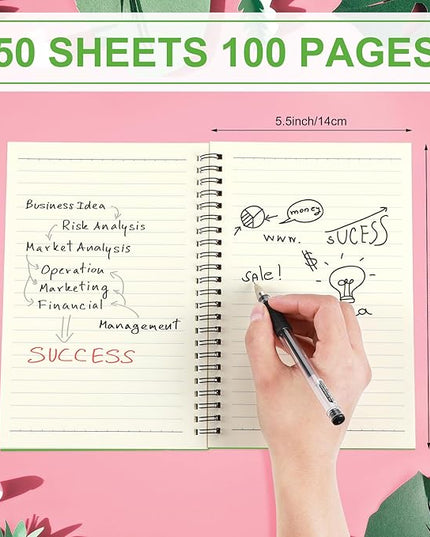 Yahenda 18 Pcs Spiral Notebook Bulk A5 Journal Lined 8.3'' x 5.5'' Writing Composition Paper Small Notepad Subject Notebook for Students Office Business Back to School Supplies (Pink,Light Green)