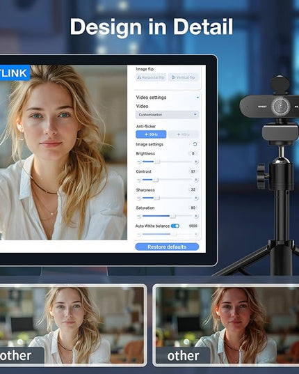 EMEET NOVA 4K Webcam with Tripod - 4K UHD, PDAF Autofocus, Adjustable Heights with 360° Swivel Head, 2 Noise-Cancelling Mics, USB Plug&Play, Privacy Cover, Ideal for Online Meetings&Live Streaming