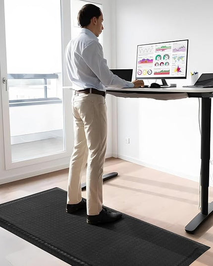 Nisorpa Anti Fatigue Mats Industrial 2' x 6' Ergonomic Standing Mat 15/16" Extra Thick Kitchen Rugs for Standing Heavy Duty Commercial Diamond Plate - Safety Support for Leg & Back Pain, Black