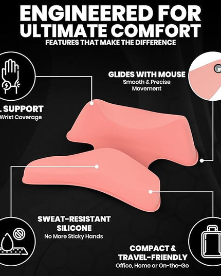 Ergonomic Mouse Wrist Rest Pad - Desk Mouse Pad Wrist Support, Smooth-Glide Curved Design, for Gaming, Office, or PC Home Use - Pink