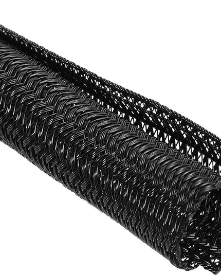 MECCANIXITY 3/5 Inch ID Split Loom Tubing 5ft Polyester Cord Protector Wire Cable Sleeve for USB Cable Power Cord, Black
