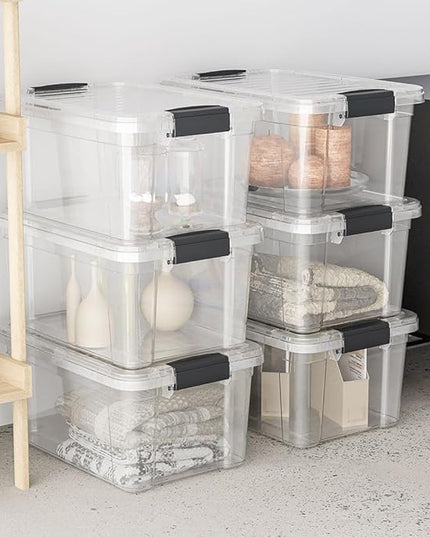 Superio Storage Bins with Lids- 8 Pack, 1.85 Qt Clear Boxes for Organizing, Stackable Plastic Containers- BPA Free, Non-Toxic, Odor Free, Organizer for Home, Office, Dorm