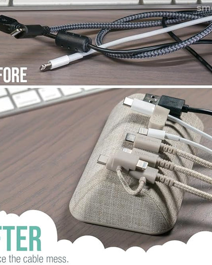 Smartish® Magnetic Cord Holder - Bigger Cable Wrangler Stocking Stuffer Organizer with Magnet Clips for Charger Management on Desktop, Nightstand - Holds 6+ Cables - Lightly Toasted Beige