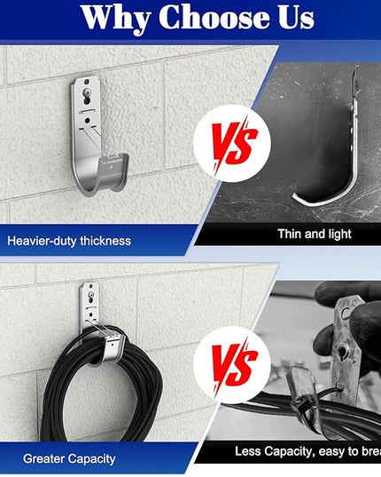 ForoGore 100 Pack 2 Inch J Hook Wall Mount J Hook with Retainer Clip Galvanized Steel Wall Cable Hooks Smooth Round Edge J Hook for Hanging Wire Cable Management & Organization Solution