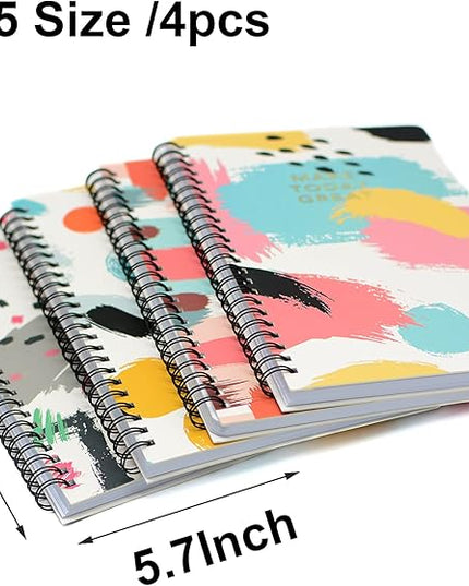 Yansanido Spiral Notebook, 4 Pcs A5 Thick Graffiti Design Hardcover 8mm Ruled 4 Color 80 Sheets -160 Pages Journals for Study and Notes (Colorful)