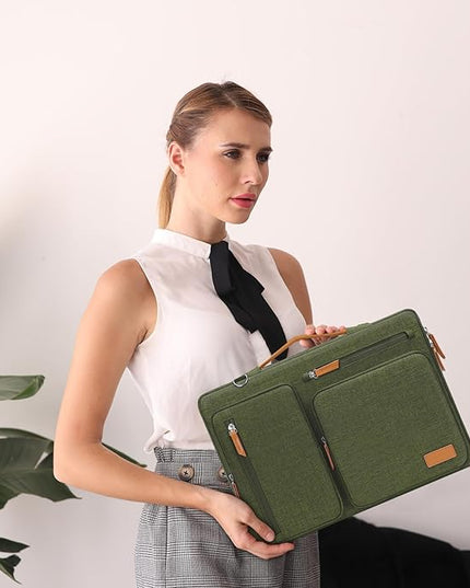 MOSISO 360 Protective Laptop Shoulder Bag,13-13.3 inch Computer Bag Compatible with MacBook, HP, Dell, Lenovo, Asus Notebook,Side Open Messenger Bag with 4 Zipper Pockets&Handle, Olive Green