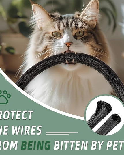 Split Wire Loom Tubing, Cable Protector Sleeve, Braided Cable Management for TV/Computer/Home Theater/Engine Bay, Cord Protectors from Pets No Chew (Black, 1/2"-10ft)