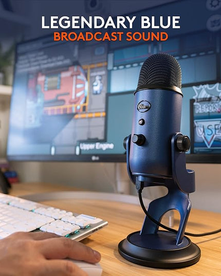 Logitech Creators Blue Yeti USB Microphone for Gaming, Streaming, Podcast, YouTube, Discord, PC, Studio Sound, Plug & Play-Midnight Blue