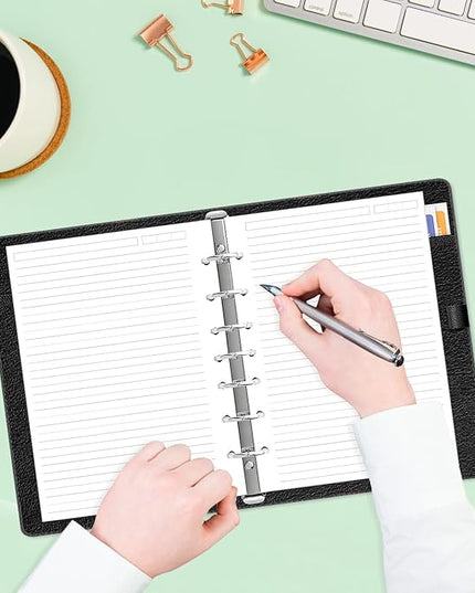 (2-Pack) Mini Binder Lined Paper for 3 or 7 Ring Binders - 200 Sheets/400 Pages Paper Refills, 100gsm, 5.8" x 8.5"