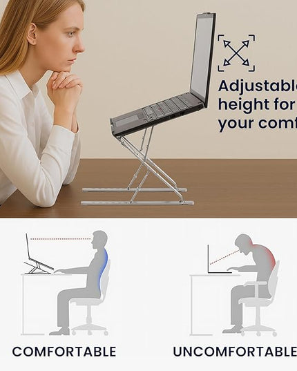 kwmobile Laptop Stand - Adjustable Laptop Riser, Holder - Aluminium Portable DJ, Gaming Stand - Foldable Lap Top, Notebook Desk Stands - Folding Computer Accessories