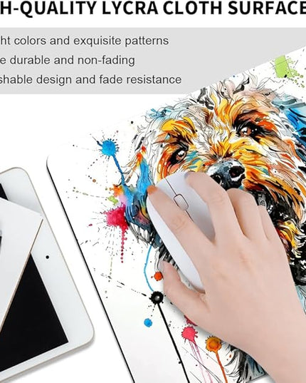 A Dog with Messy Drawings Square Mouse pad, Texture, Waterproof, Anti Slip Rubber Base, Computer Mouse pad, Laptop Mouse pad