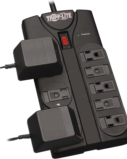 Eaton Tripp Lite Series TLP808B 8 Outlet Surge Protector Power Strip with Flat Plug, 1440 Joule Rating, Black, UL Listed & Certified, 8ft Extension Cord with Multiple Outlets for Home Office