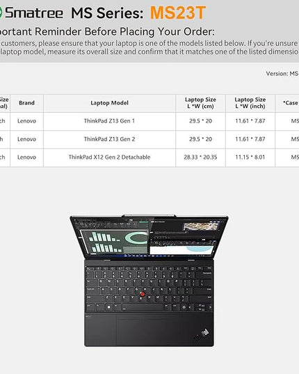 Smatree MS23T Hard EVA Protective Sleeve with Stand Compatible for 12 inch Lenovo ThinkPad X12 Gen 2 Detachable, for 13.3 inch Lenovo ThinkPad Z13 Gen 2/1 Notebook Bag
