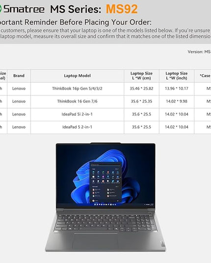 Smatree MS92 Hard EVA Protective Sleeve with Stand Compatible for 16 inch Lenovo ThinkBook 16p Gen 5/4/3/2 Laptop, for ThinkBook 16 Gen 7/6 Laptop, for 16 inch Lenovo IdeaPad 5/5i 2-in-1 Case